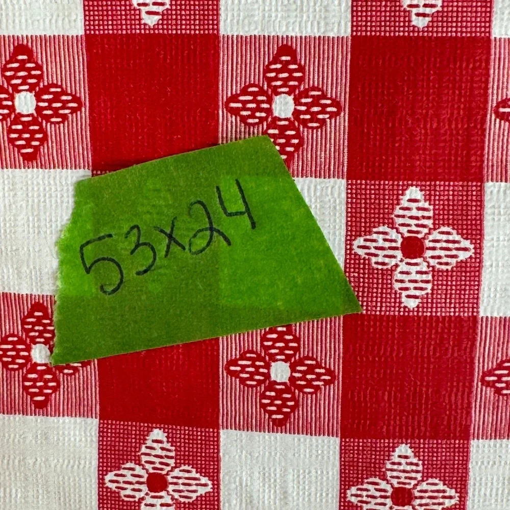 Vintage Decorator Tavern Check Vinyl Tablecloth Yellow 52x70 & Red 53x24 Lot